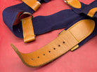 WW2 British Army Hussars Blue Canvas and Leather Belt with WM Fittings. 34 inch. - The Militaria Shop
