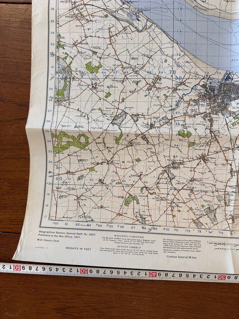 Original WW2 British Army GSGS OS Map of England & Wales - Mouth of the Humber - The Militaria Shop
