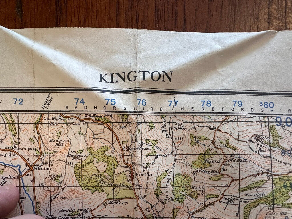 Original WW2 British Army OS Map of Great Britain - Kington - The Militaria Shop