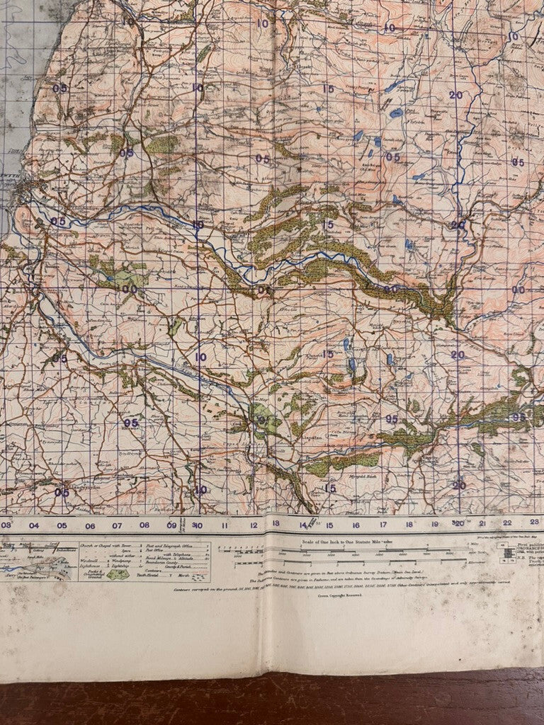 Original WW2 British Army GSGS OS Map of Great Britain - Barmouth & Aberystwtrh - The Militaria Shop