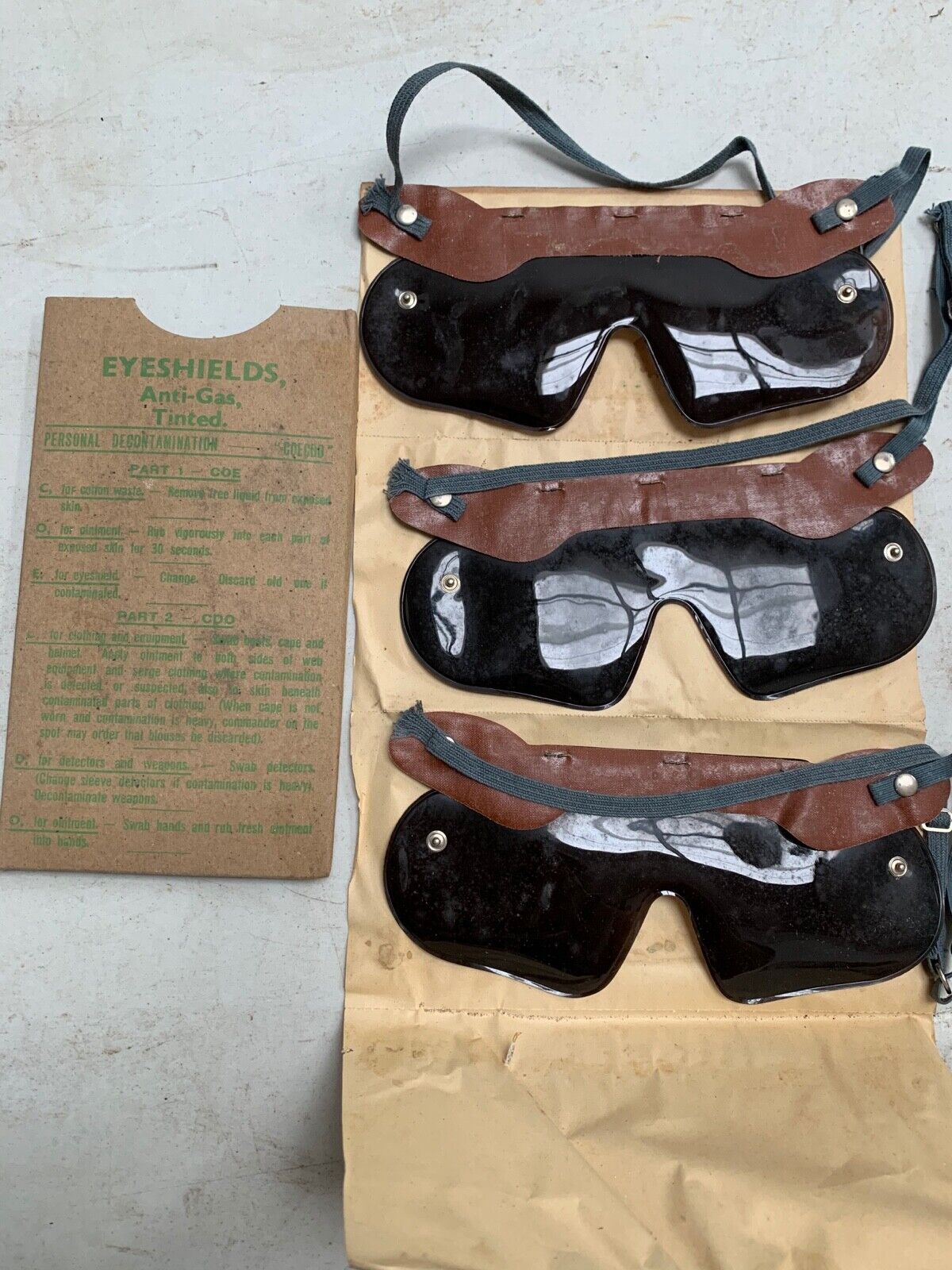 Genuine WW2 British Military Army Eye Shields Anti-Gas - 1944 Dated - The Militaria Shop