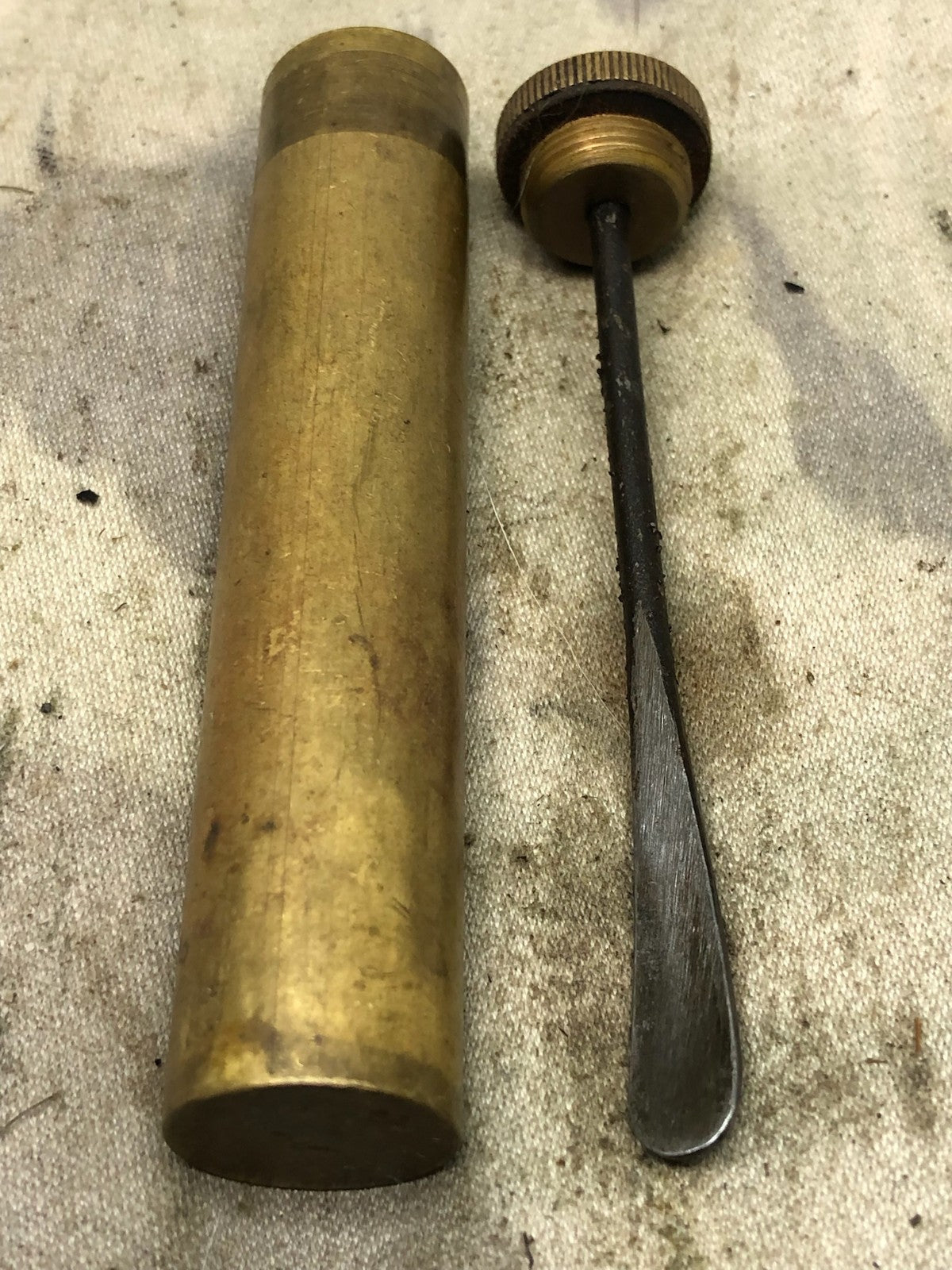 Original WW1 British Army SMLE Enfield Brass Oil Bottle - EFD Marked - The Militaria Shop