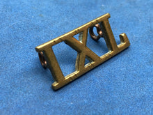 Load image into Gallery viewer, Original WW2 Brass British Army Shoulder Title - 9th Lancers
