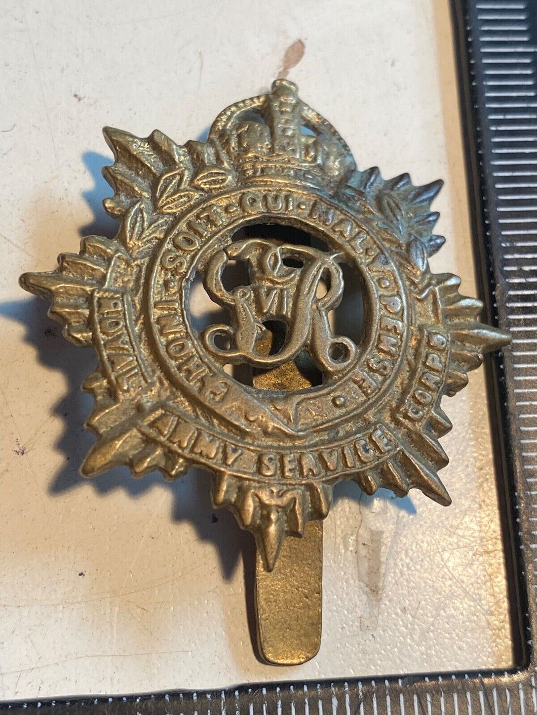 Original British Army WW2 Royal Army Service Corps Cap Badge Maker Marked