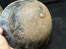 Load image into Gallery viewer, Original WW2 British Home Front Warden&#39;s Helmet-Complete Early Liner &amp; Chinstrap
