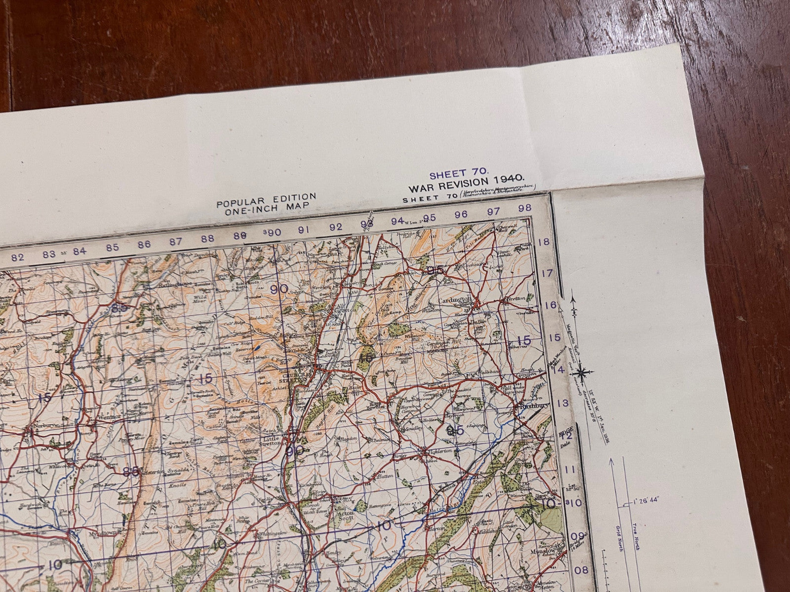 Original WW2 British Army GSGS OS Map of England - Bishop's Castle - The Militaria Shop