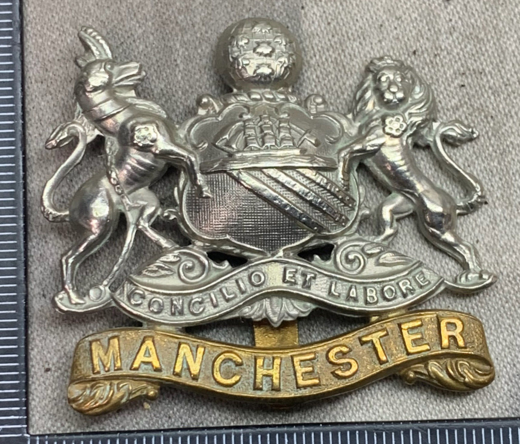 Original WW1 British Army Manchester Regiment Tram Drivers Cap Badge