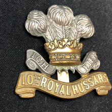 Load image into Gallery viewer, Original WW2 British Army Cap Badge - 10th Royal Hussars - The Militaria Shop

