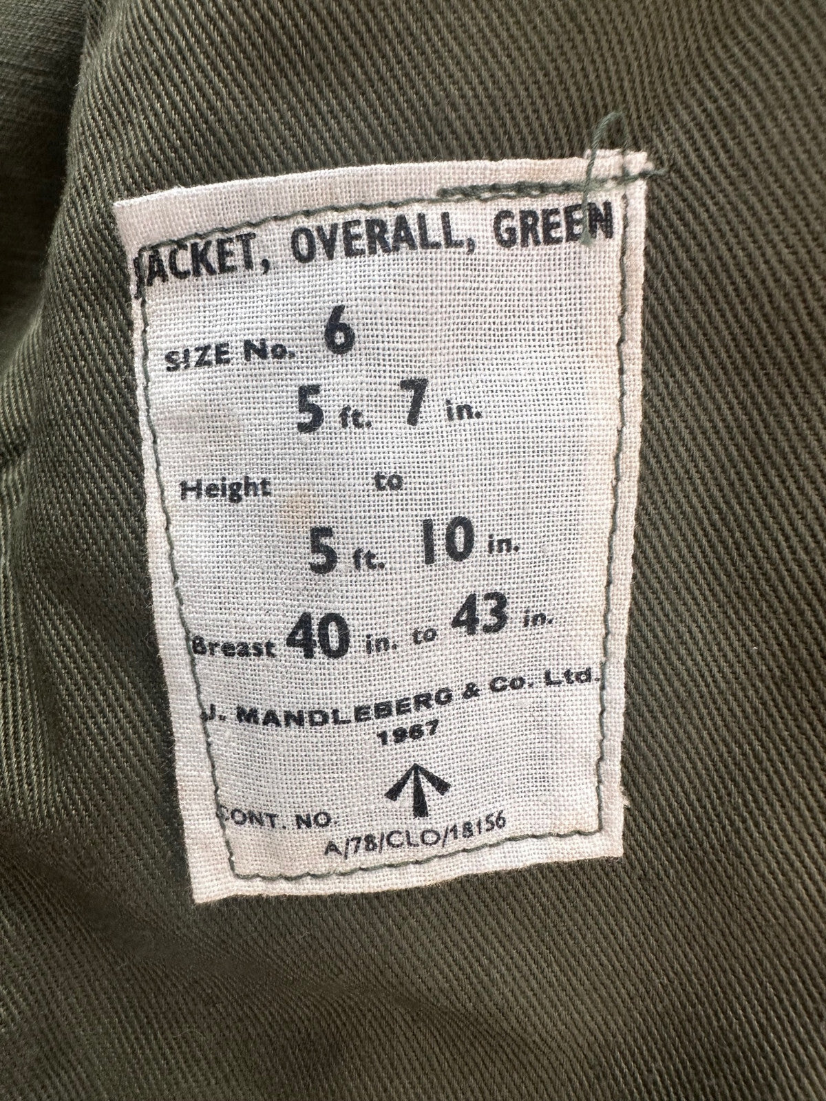 Genuine British Army 1967 Pattern Green Jacket Overall - Size 6 - 43" Chest - The Militaria Shop