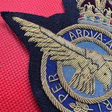 Load image into Gallery viewer, British RAF Royal Air Force Bullion Embroidered Blazer Badge - Kings Crown
