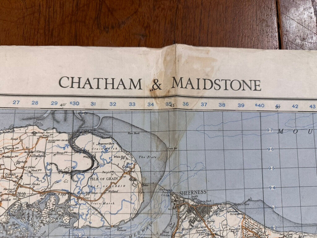 Original WW2 British Army GSGS OS Map of England - Chatham & Maidstone - The Militaria Shop