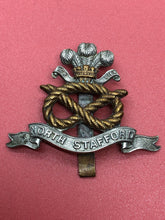 Load image into Gallery viewer, Original WW2 British Army Kings Crown Cap Badge - North Stafford Regiment
