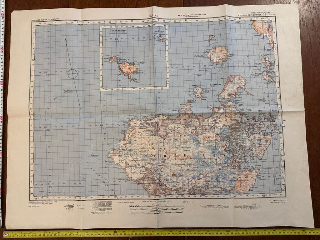 Original WW2 British Army GSGS Map of Scotland - Sollas - The Militaria Shop