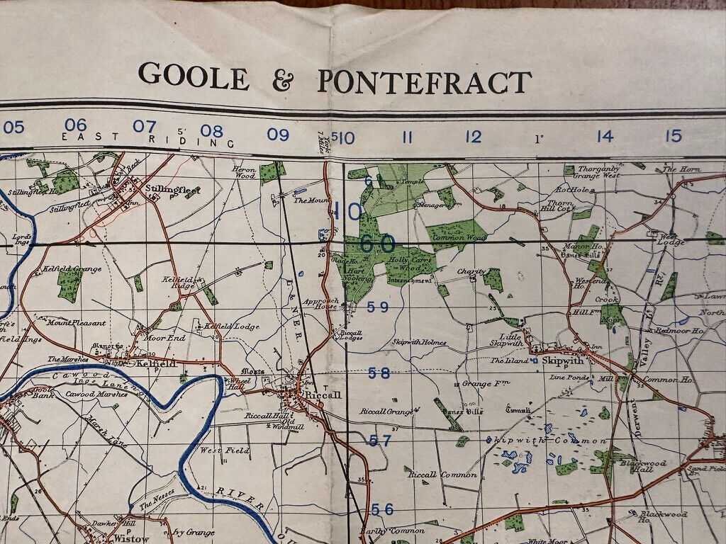 Original WW2 British Army GSGS OS Map of Great Britain - Goole & Pontefract - The Militaria Shop
