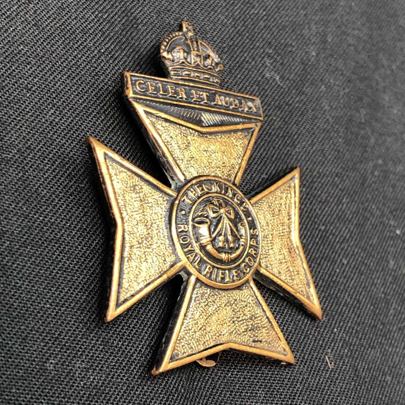 Original WW1 British Army Regimental Cap Badge - King's Royal Rifle Corps KRRC - The Militaria Shop