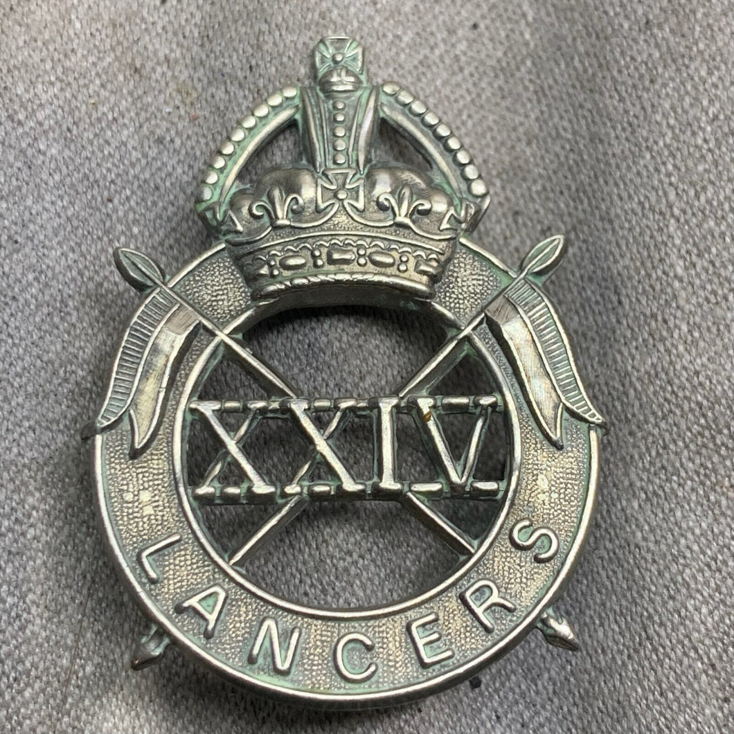 Original WW2 British Army 24th Lancers Cap Badge