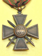 Load image into Gallery viewer, Original WW1 French Croix du Guerre Medal - 1914 - 1915 with Ribbon
