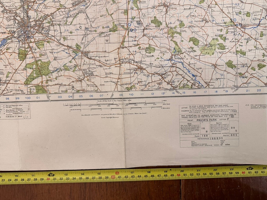 Original WW2 British Army GSGS OS Map of England - The Dukeries - The Militaria Shop