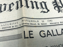 Load image into Gallery viewer, Original WW2 British Newspaper Channel Islands Occupation Jersey - November 1940
