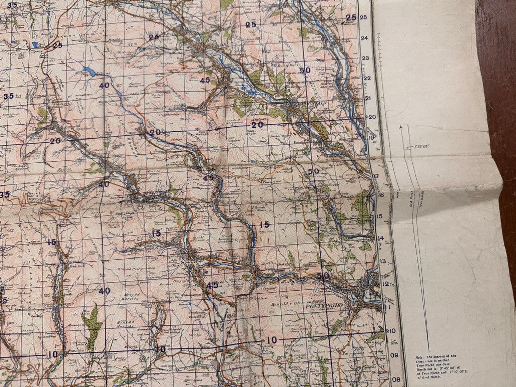 Original WW2 British Army GSGS OS Map of Great Britain - Swansea & Aberdare - The Militaria Shop