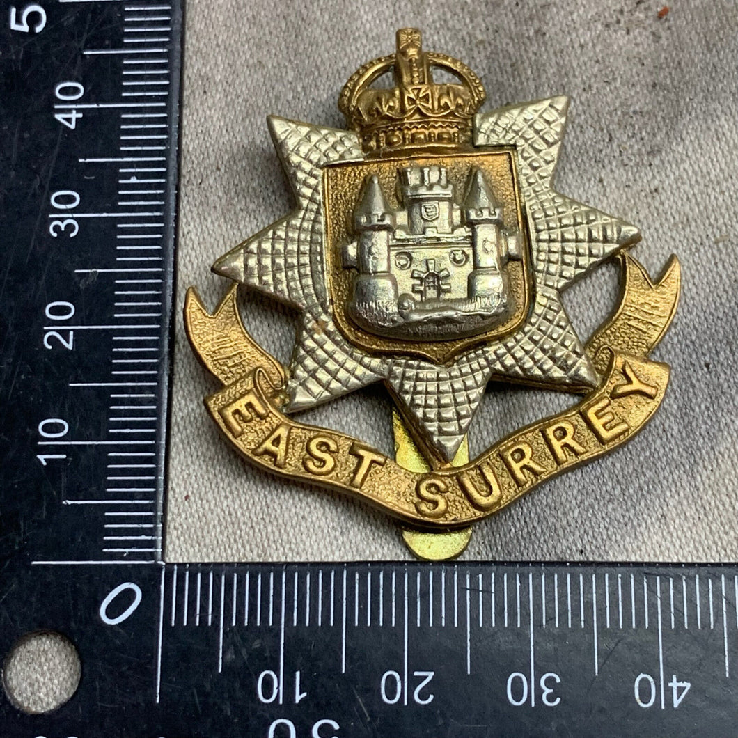 Original WW2 British Army East Surrey Regiment Cap Badge