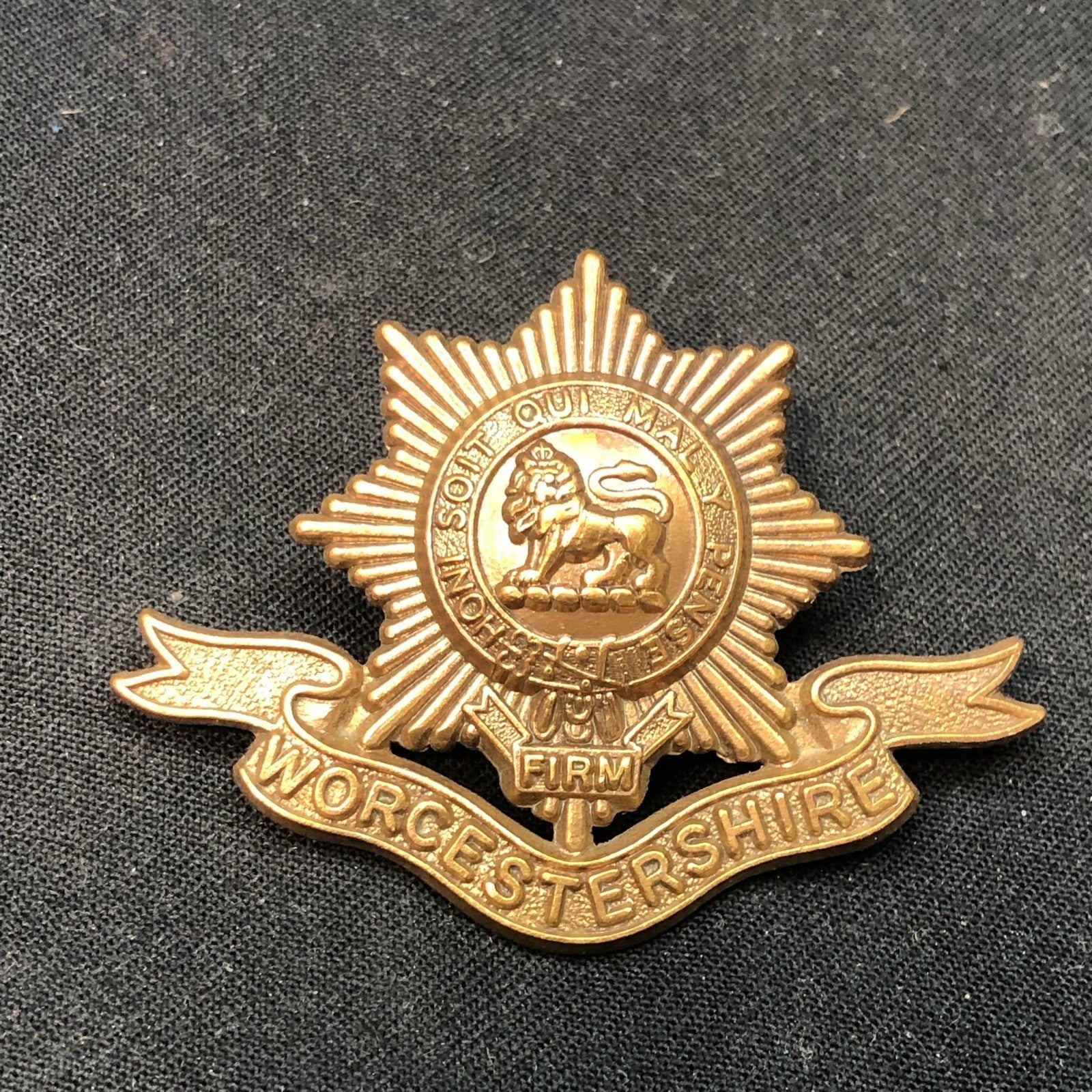 Genuine British Army Brass Cap Badge - Worcestershire Regiment - The Militaria Shop