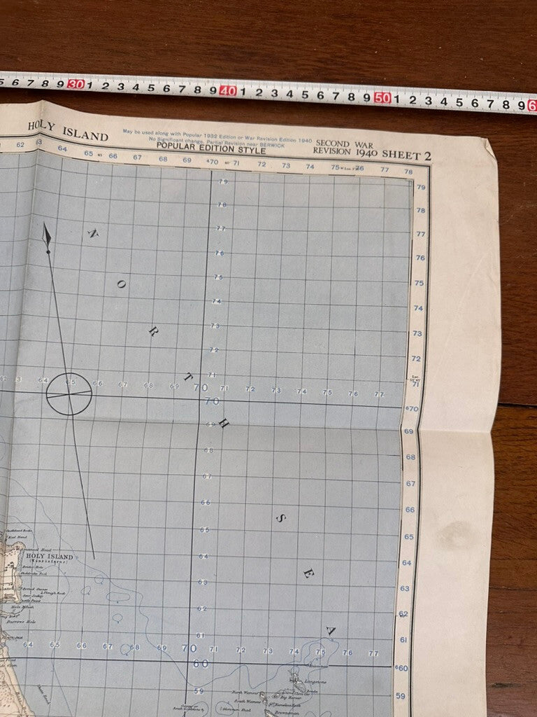 Original WW2 British Army GSGS OS Map of England - Holy Island - The Militaria Shop