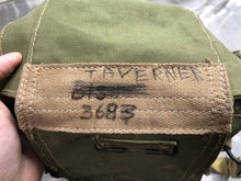 Load image into Gallery viewer, Original WW2 British Army Lightweight Assault Gas Mask Bag 1944 Dated
