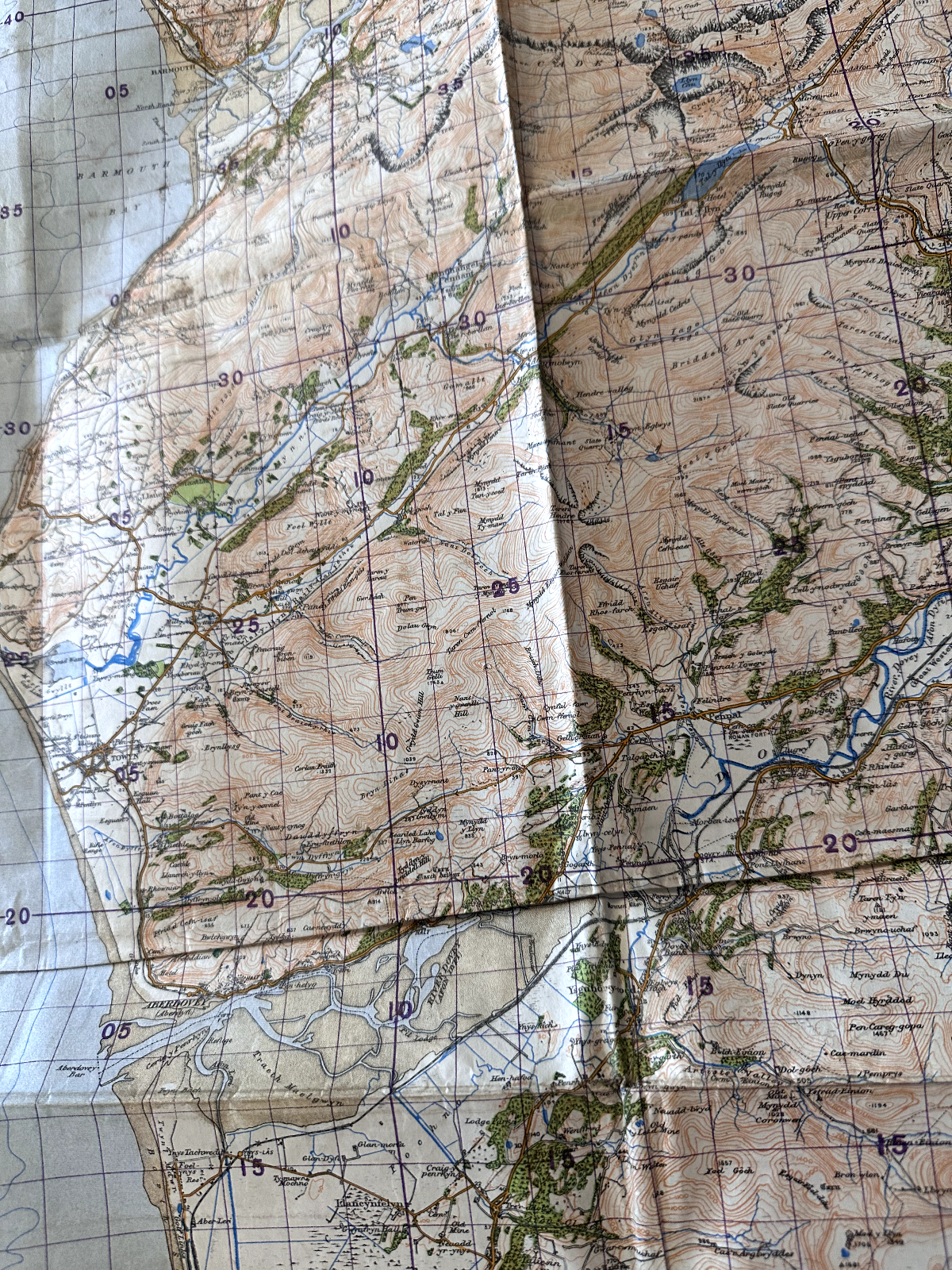 Original WW2 British Army OS Map of Great Britain - Barmouth & Aberysthwyth - The Militaria Shop