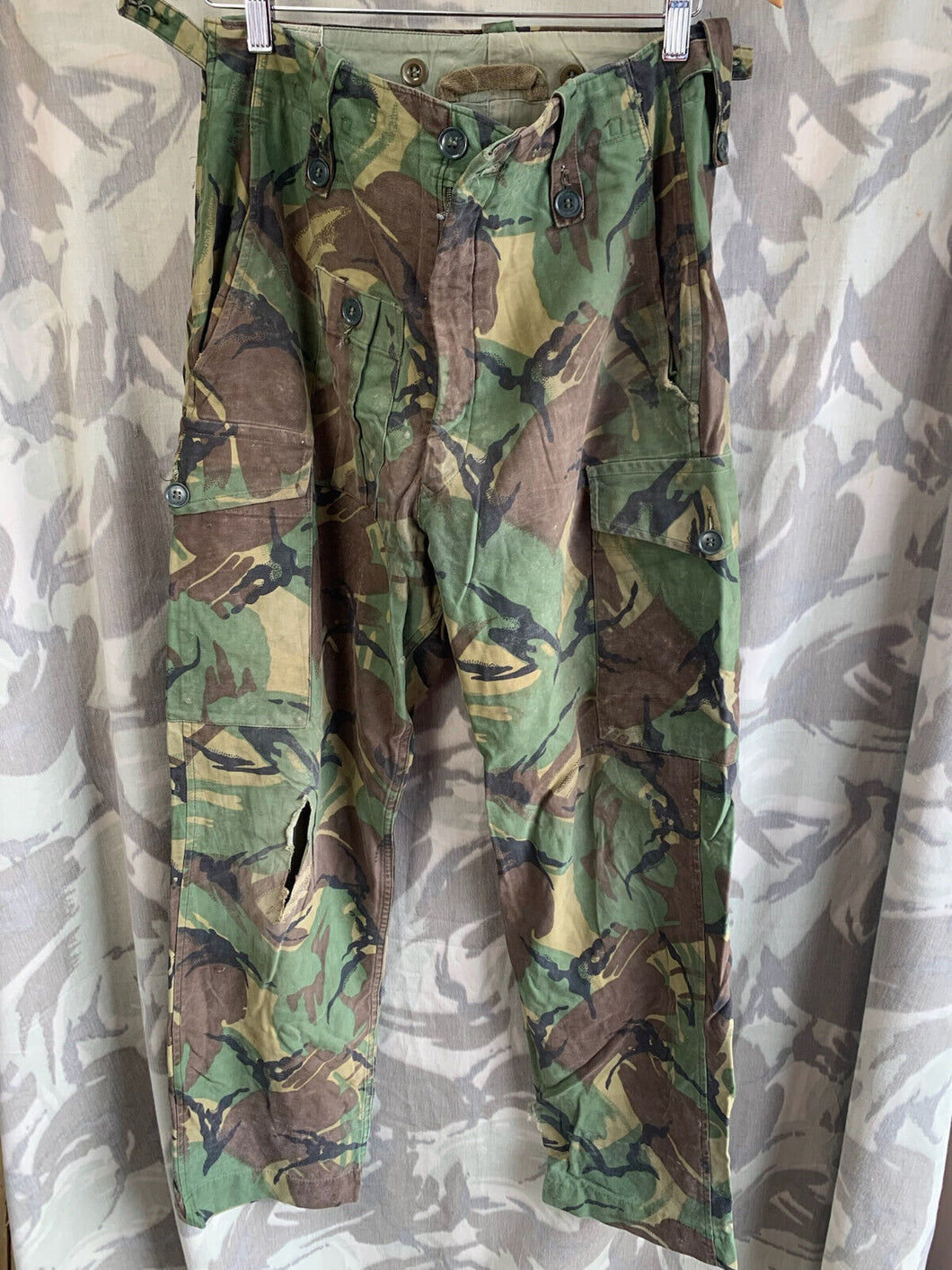 British Army DPM 1968 Pattern Camouflaged Combat Trousers - Size 30