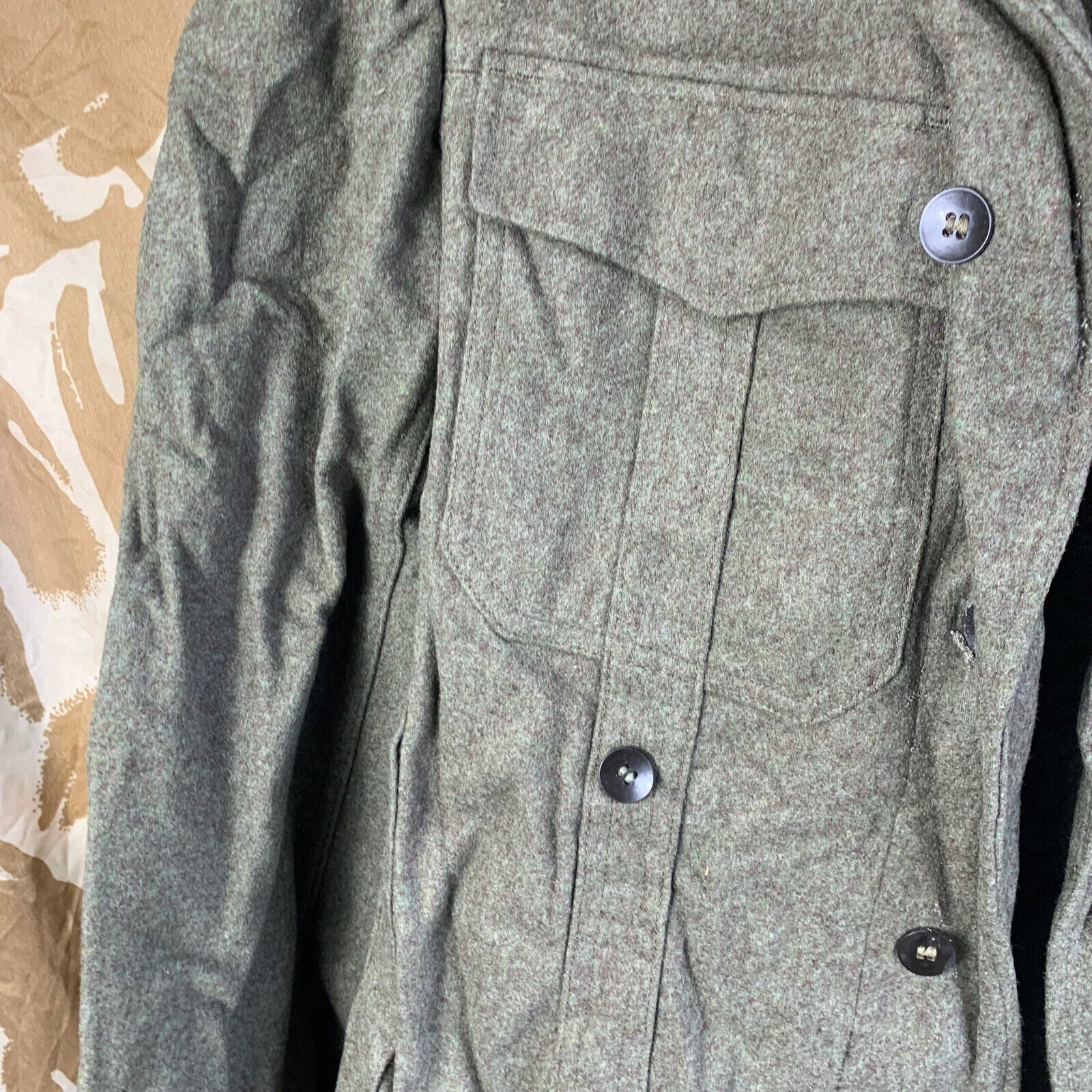 West German Field Jacket Green Wool Shirt Military Uniform Germany - 35" Chest - The Militaria Shop