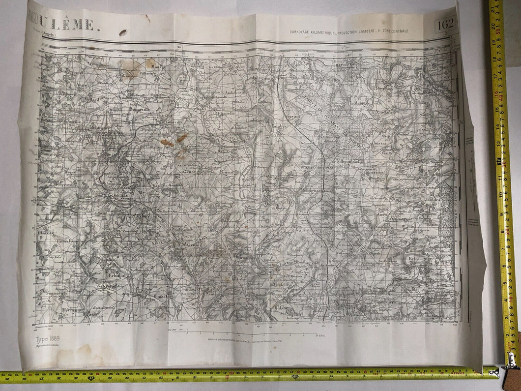 Original WW2 French Army Map of Angoulême, France