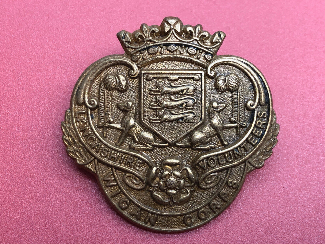 Original WW1 British Army Cap Badge - Lancashire Volunteers Wigan Corps