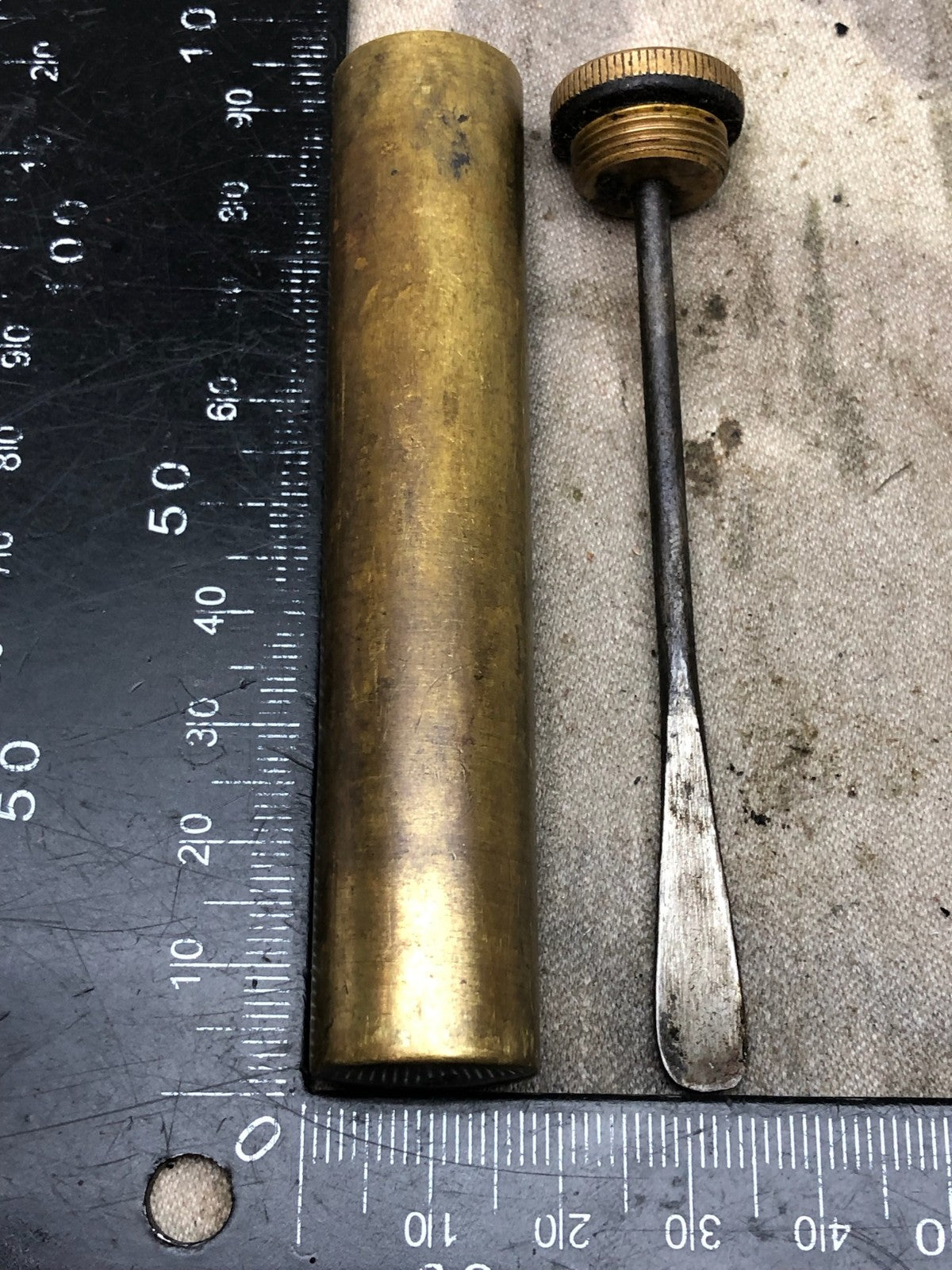 Original WW1 British Army SMLE Enfield Brass Oil Bottle - EFD Marked - The Militaria Shop