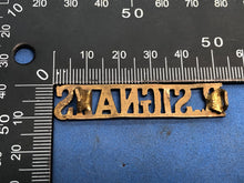 Load image into Gallery viewer, Original WW2 Brass British Army Shoulder Title Royal Signals
