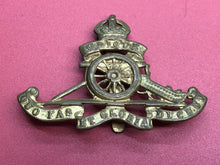 Load image into Gallery viewer, Original WW2 British Army Royal Artillery Kings Crown Cap Badge
