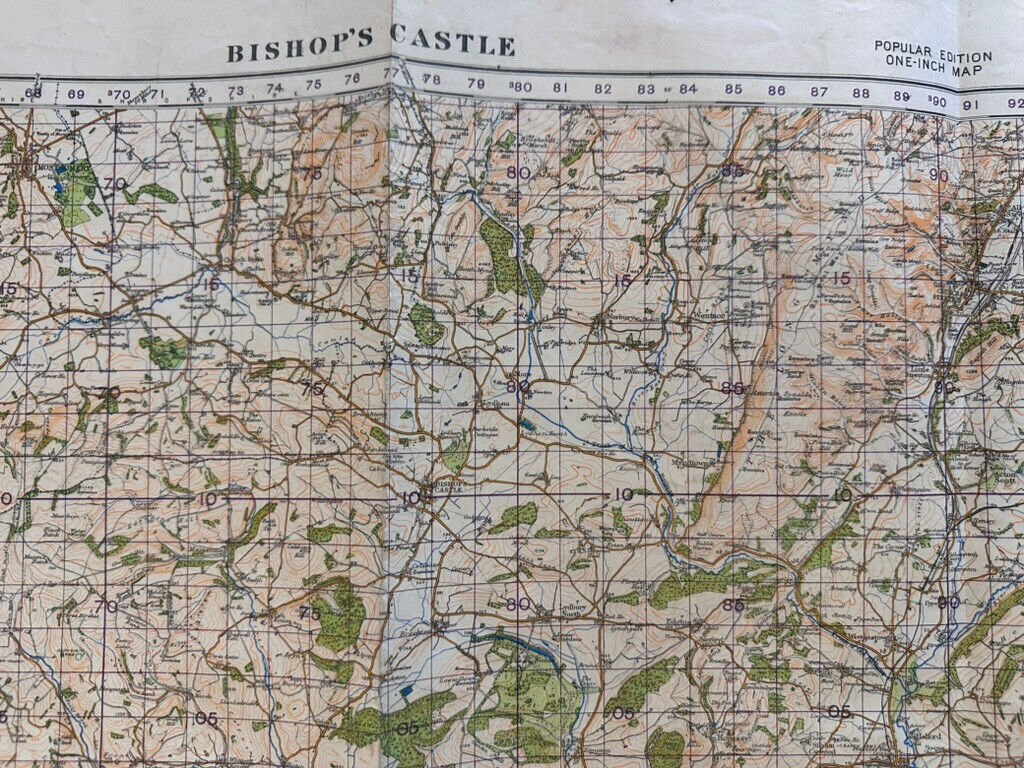 Original WW2 British Army GSGS OS Map of Great Britain - Bishop's Castle - The Militaria Shop