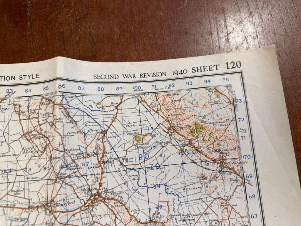 Original WW2 British Army GSGS OS Map of Great Britain - Bridgewater & Quantock - The Militaria Shop