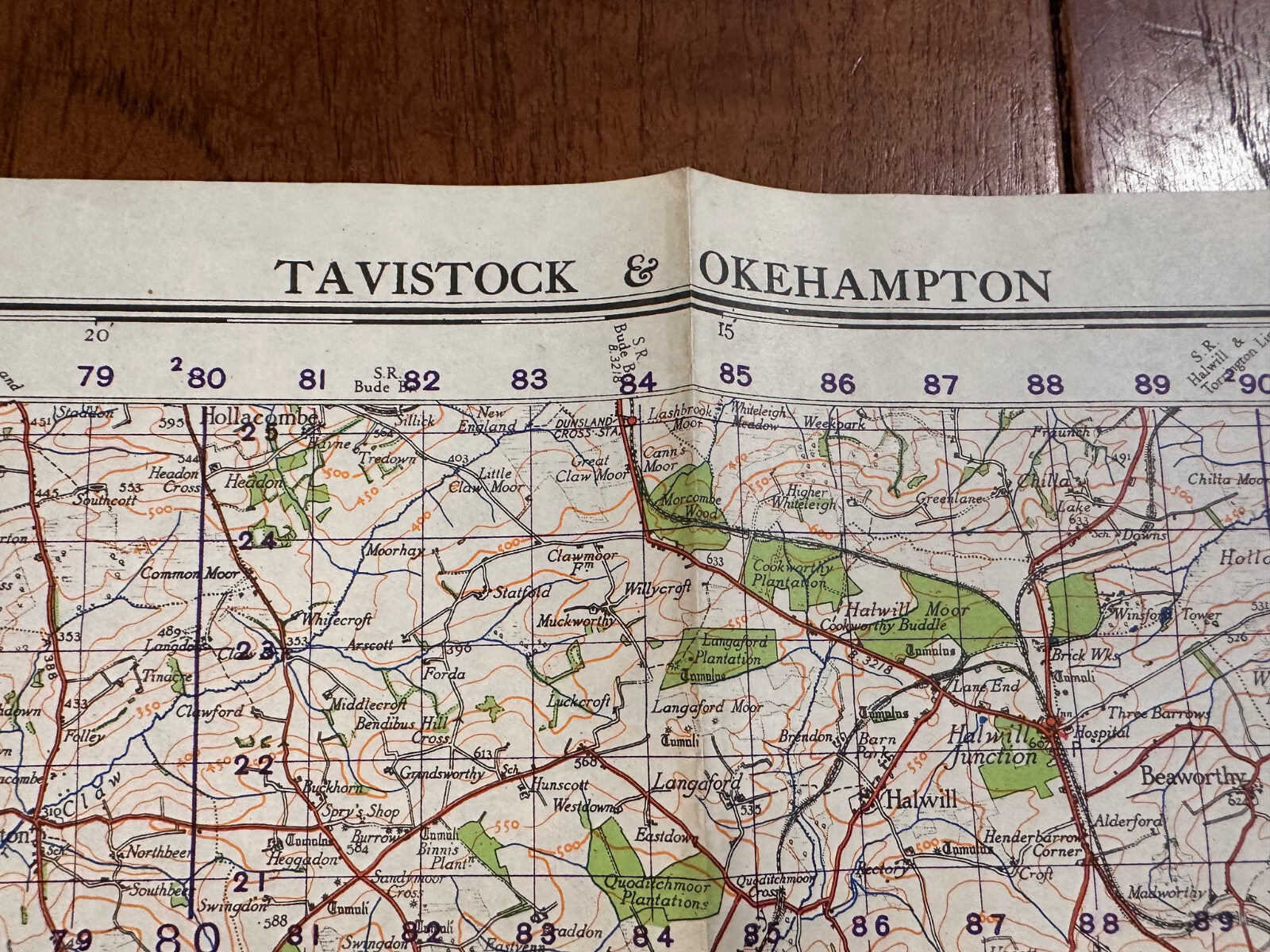 Original WW2 British Army GSGS OS Map of England - Tavistock & Okehampton - The Militaria Shop