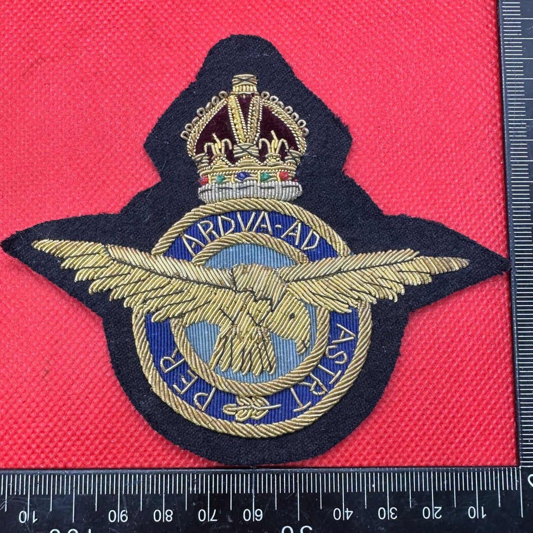 British RAF Royal Air Force Bullion Embroidered Blazer Badge - Kings Crown