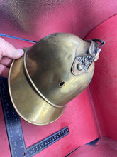 Charger l&#39;image dans la galerie, Original Early 1900&#39;s French Fire Brigade Helmet with Liner &amp; Chinstrap
