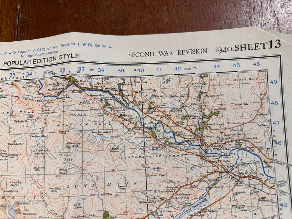 Original WW2 British Army GSGS OS Map of England - Kirkby Stephen & Appleby - The Militaria Shop