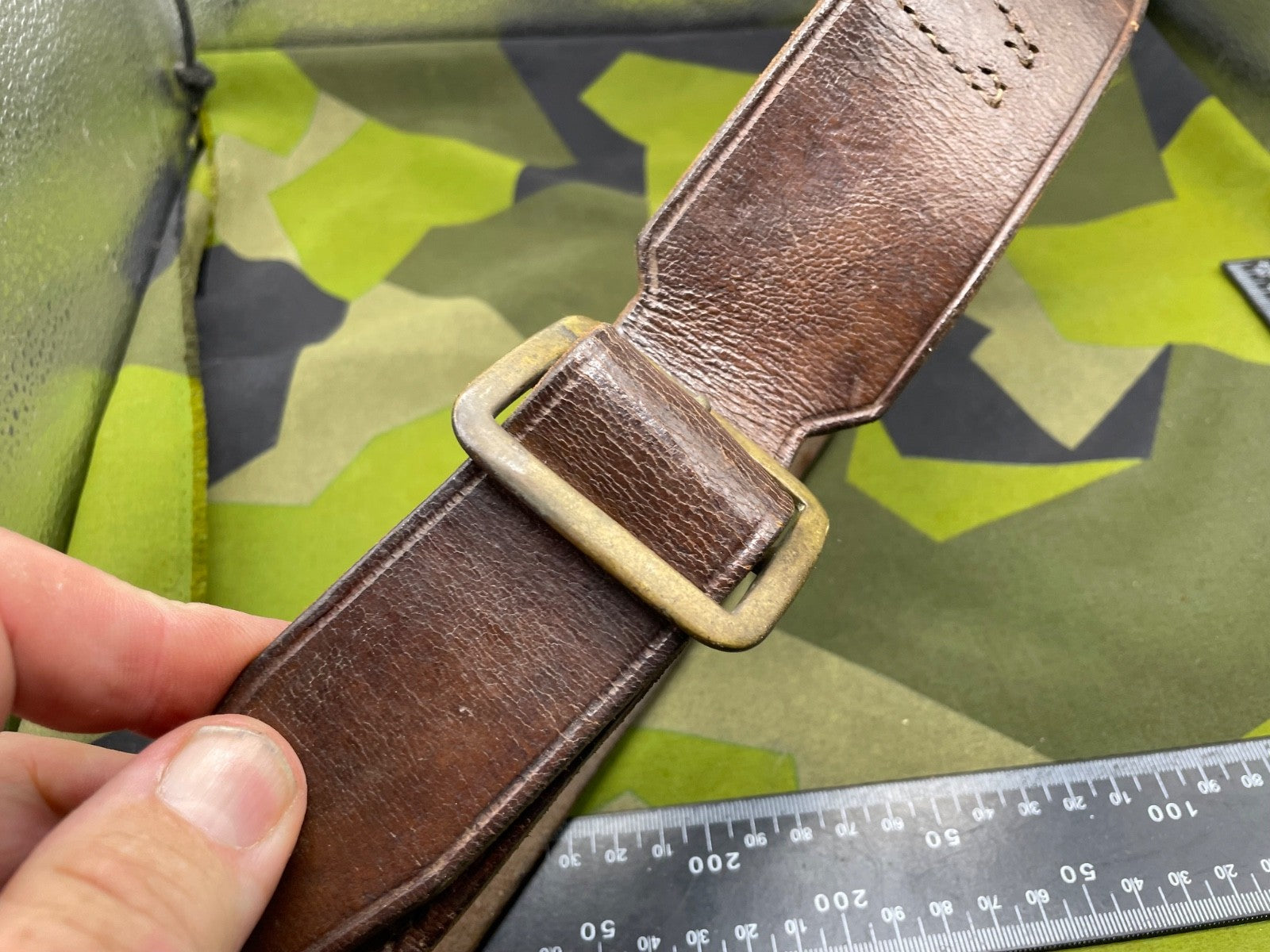 Interesting British Army Victorian Leather Belt with Brass Loops - The Militaria Shop