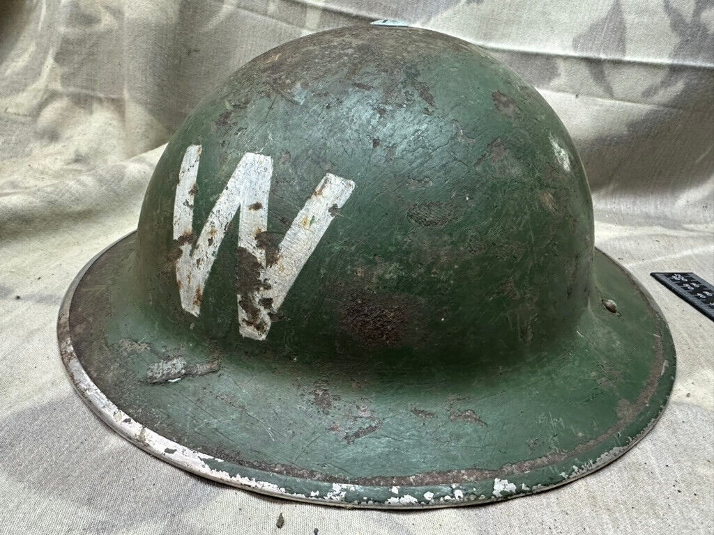 Original WW2 British Home Front Ireland Mk2 Brodie Helmet - W Warden - Complete