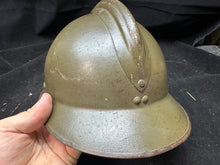 Load image into Gallery viewer, Original WW2 French Army M1926 Adrian Helmet Complete with Liner &amp; Chinstrap
