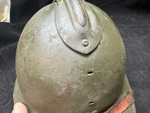 Load image into Gallery viewer, Original WW2 French Army M1926 Adrian Helmet Complete - Rare Large Size
