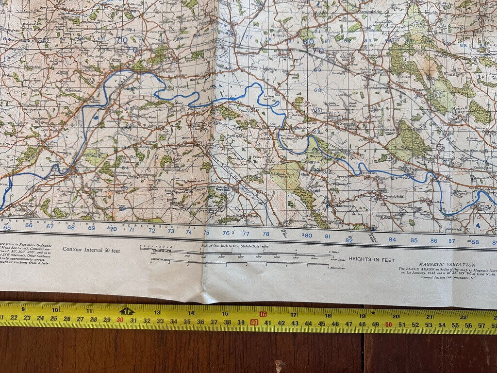 Original WW2 British Army OS Map of Great Britain - Kington - The Militaria Shop