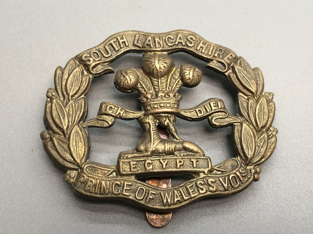 Original British Army WW1 South Lancashire Prince of Wales's Volunteer Cap Badge