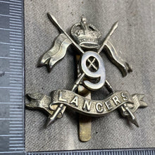 Load image into Gallery viewer, Original WW2 British Army 9th Queen&#39;s Royal Lancers Cap Badge
