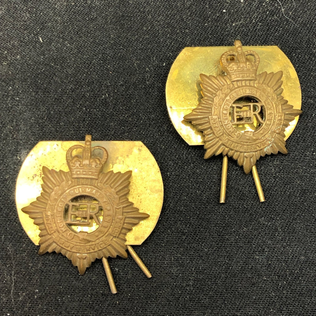 Original British Collar Badge Pair - Royal Army Service Corps - The Militaria Shop